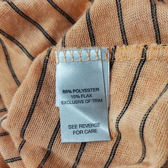 BKE Flax Striped Embroidered Crochet Cuff Long Sleeve Top Womens Size S Orange - Picture 9 of 11